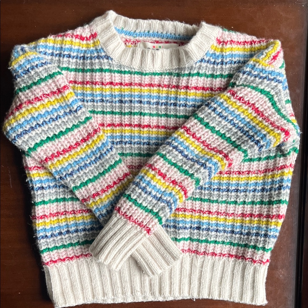 Mini Boden Multicolor Stripe Crewneck Sweater - Girl’s